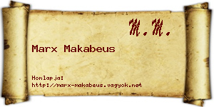 Marx Makabeus névjegykártya